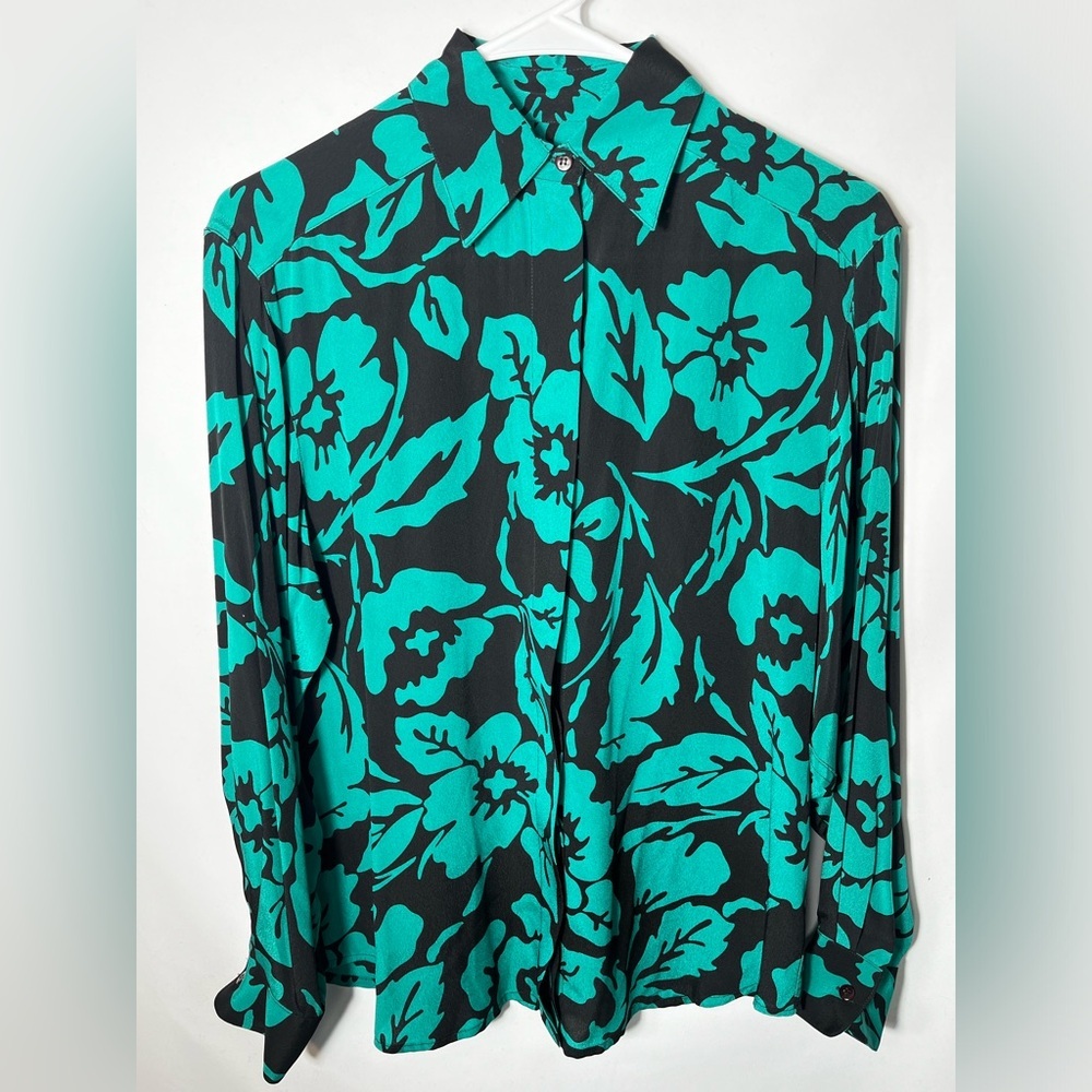 Christian Dior Separates Rayon Patterned Button Down Blouse‎ Size 4